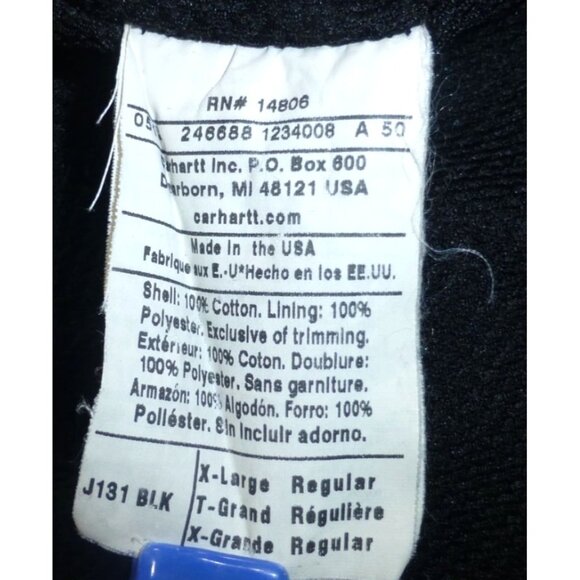 Carhartt Jacket J131 Xl Black Full-Zip Hooded Old Dominion Freight Line Union Ma - Picture 5 of 16